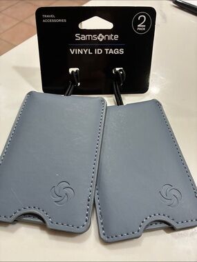 Samsonite Light Blue Vinyl Travel Luggage ID Tags - 2 Pack